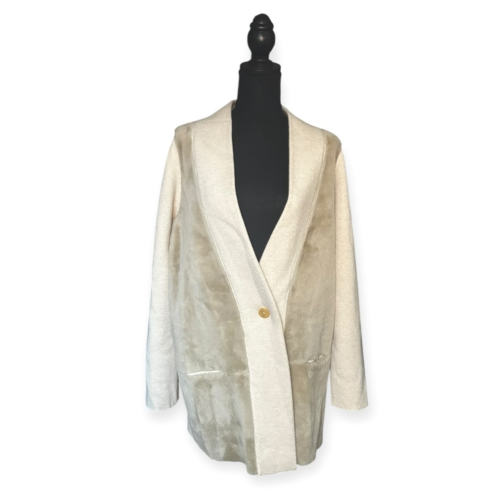 Calvin Klein Collection Ecru Lambs Wool & Skin Cashmere Coat
